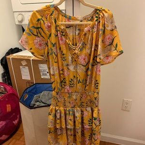Yellow floral dress, size medium